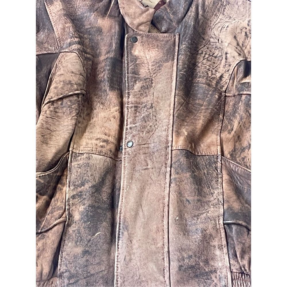 Rare Vintage Leather Jacket Old Hollywood Actors 1950’s German Titles Brown L - Picture 3 of 16
